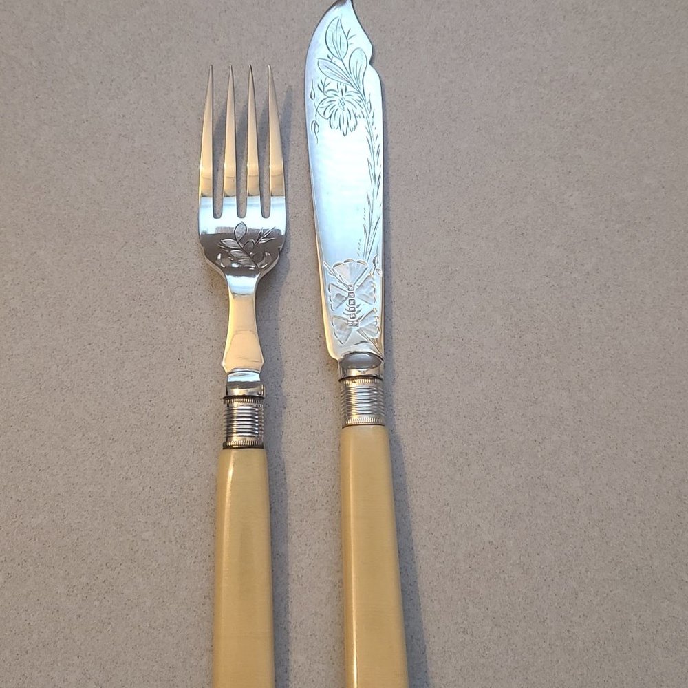 Silver Plated Fishbone Knife & Fork Set